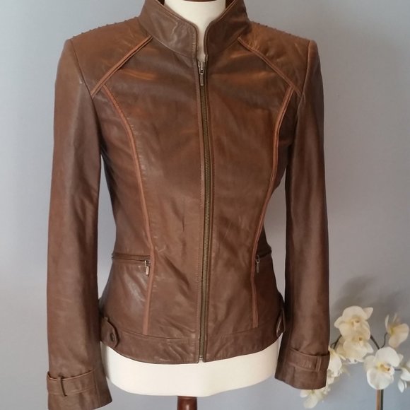 Danier Jackets & Blazers - Danier caramel soft leather moto jacket